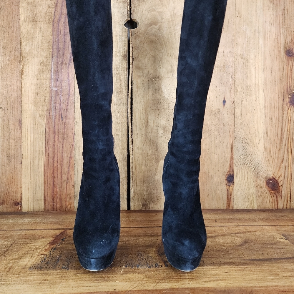 Christian Louboutin Black Suede Taclou Knee High Boots - Picture 7 of 15